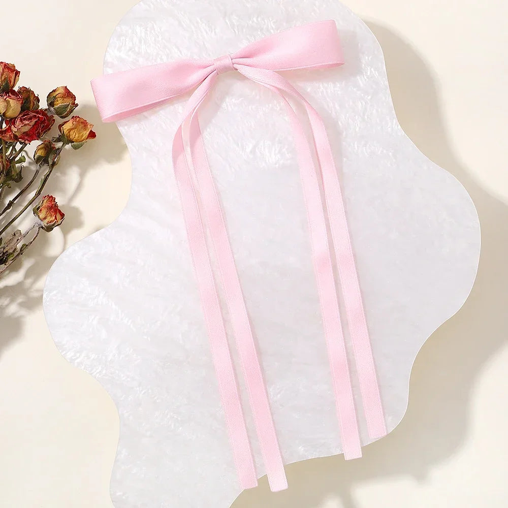 2Pcs 2025 New Cute Ribbon Bow Headband Long Tassel Hair Clip Women'S Hair Accessories Girls Party Headwear Side Clips Wholesale