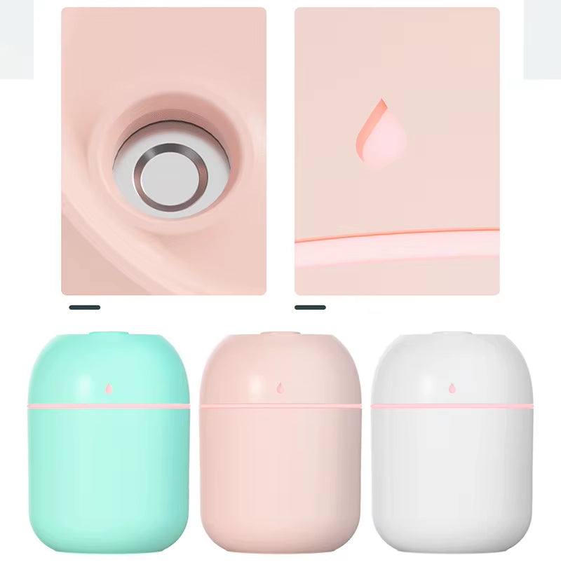 ABS Water Drop 220ML Small Air Humidifiers for Home with 1M USB 6-10H Spray Diffuser Aroma Essential Mist Maker Colorful Light