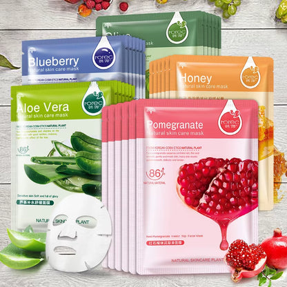 30Pcs Fresh Fruits Facial Masks Face Skincare Moisturizing Firming Hydrating Korean Face Mask Facial Skin Care Prodcuts