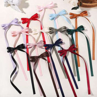2Pcs 2025 New Cute Ribbon Bow Headband Long Tassel Hair Clip Women'S Hair Accessories Girls Party Headwear Side Clips Wholesale
