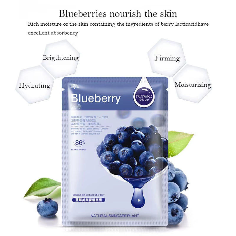 30Pcs Fresh Fruits Facial Masks Face Skincare Moisturizing Firming Hydrating Korean Face Mask Facial Skin Care Prodcuts