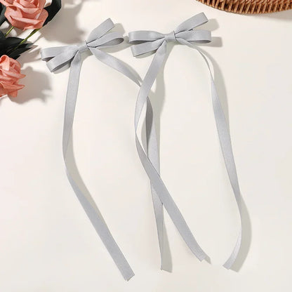 2Pcs 2025 New Cute Ribbon Bow Headband Long Tassel Hair Clip Women'S Hair Accessories Girls Party Headwear Side Clips Wholesale