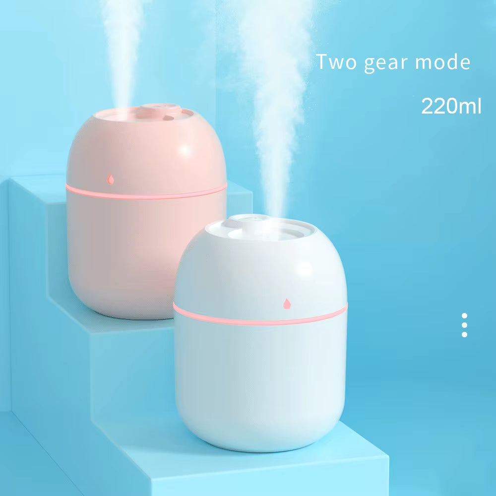 ABS Water Drop 220ML Small Air Humidifiers for Home with 1M USB 6-10H Spray Diffuser Aroma Essential Mist Maker Colorful Light