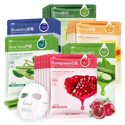 30Pcs Fresh Fruits Facial Masks Face Skincare Moisturizing Firming Hydrating Korean Face Mask Facial Skin Care Prodcuts
