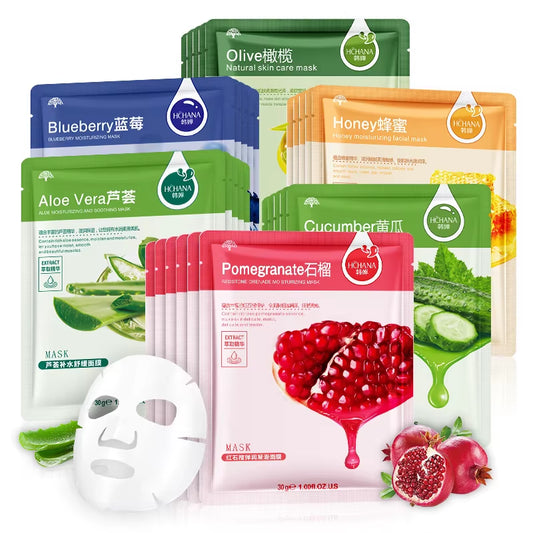 30Pcs Fresh Fruits Facial Masks Face Skincare Moisturizing Firming Hydrating Korean Face Mask Facial Skin Care Prodcuts