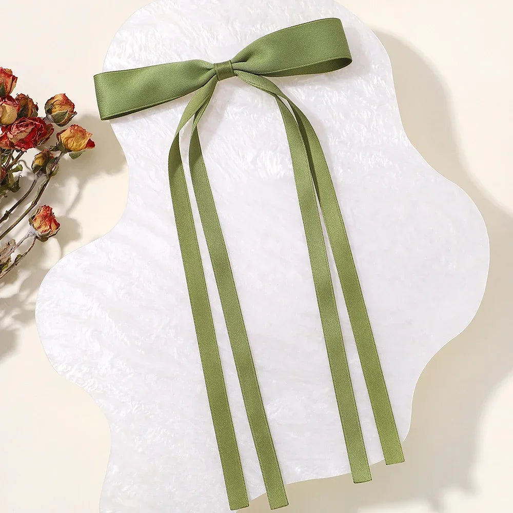 2Pcs 2025 New Cute Ribbon Bow Headband Long Tassel Hair Clip Women'S Hair Accessories Girls Party Headwear Side Clips Wholesale