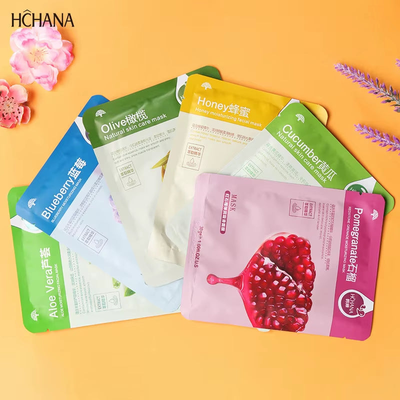 30Pcs Fresh Fruits Facial Masks Face Skincare Moisturizing Firming Hydrating Korean Face Mask Facial Skin Care Prodcuts
