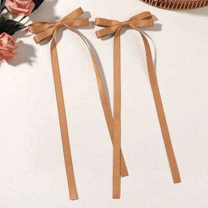 2Pcs 2025 New Cute Ribbon Bow Headband Long Tassel Hair Clip Women'S Hair Accessories Girls Party Headwear Side Clips Wholesale